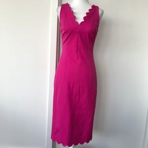 BANANA REPUBLIC Hot Pink Sheath w/Scalloped Edges